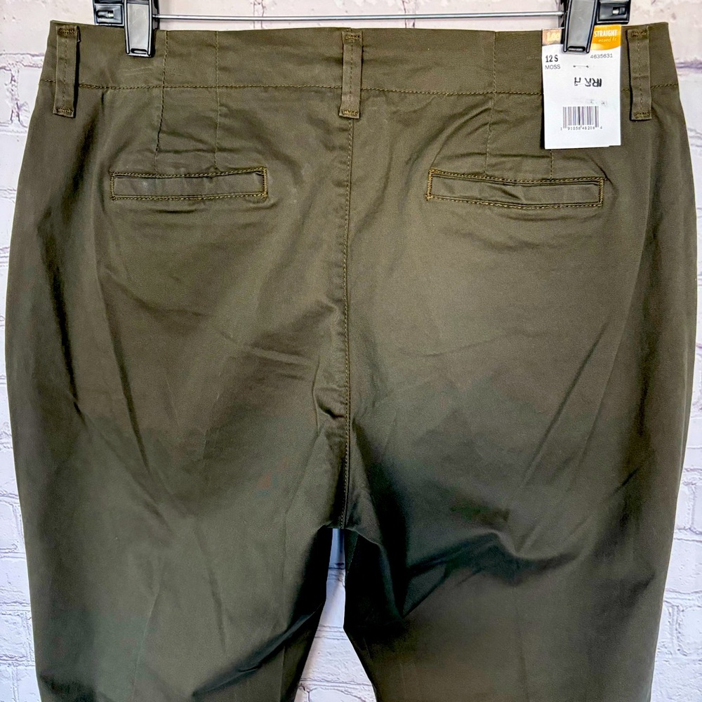 LEE Eased Fit Slim Straight Mid Rise Green Tailored Chino Pants--NWT--12S - Picture 12 of 15
